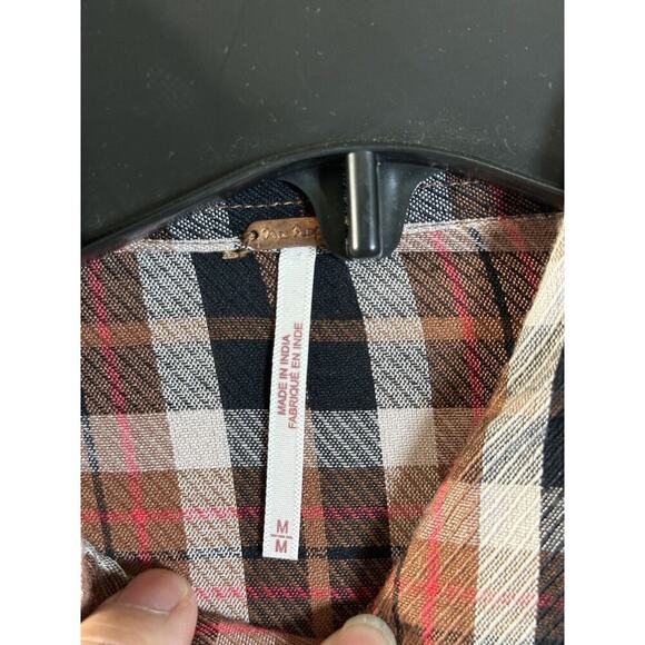 Free People Copper Plaid Snow Top Mountain Top Shirt Button down Medium M NEW - Picture 7 of 16